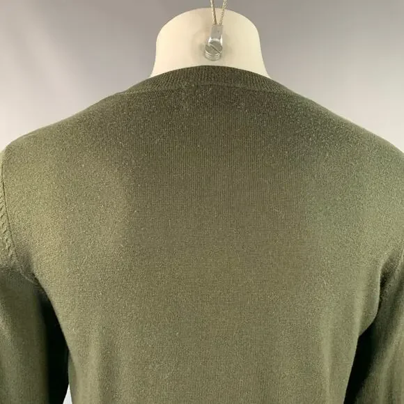 ODIN Size M Forest Green Knit Cashwool Faux Suede Crew Neck Pullover